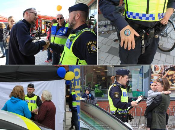 Poliserna Frida och Magnus är kommunpoliser i Upplands-Bro. De pratade trygghet med sina besökare. Magnus passade på att tatuera sig under tiden.