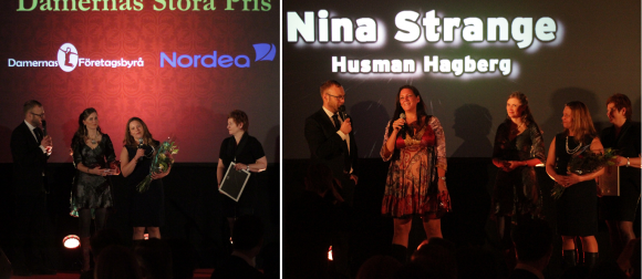 Nina Strange fick utmärkelsen Damernas Stora Pris. Prisutdelare var Lena Malmsten-Bäverstam från Damernas, Nordea och Katarina Wadin från Damernas Företagsbyrå.