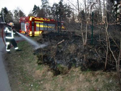 Tre mindre brandhärdar upptäcktes invid stängslet som går runt Brunnagården. Sammanlagt var det en yta av uppskattningsvis 20m2 som sveddes av elden. Brandmännen använde skum och vatten för att \