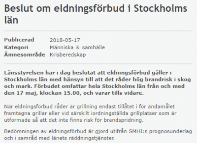 Skärmdump från Länsstyrelsen i Stockholms hemsida den 17 maj.