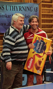 Roy Westin och Peter Gripler i samband med att laget vann mot Kävlinge förra året.