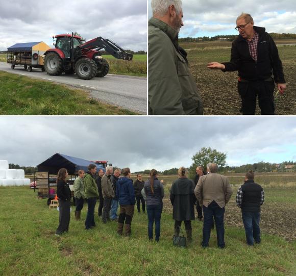 Bildcollaget är från förra årets rundtur. I september 2016 bjöds politiker och tjänstemän in på en rundtur på Lennartsnäshalvön där bland annat jordbrukarna Lars Otto Thorin och Clas af Ugglas berättade om sina erfarenheter.