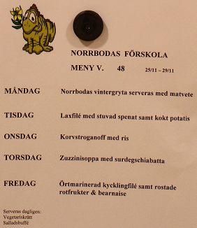 Så här ser en vanlig matvecka ut på Norrboda förskola.
