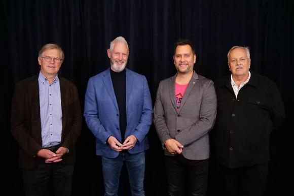 Hans &Aring;berg (L), Fredrik Kjos (M), Mattias Peterson Ersoy (C) och Jan Stefanson (KD).